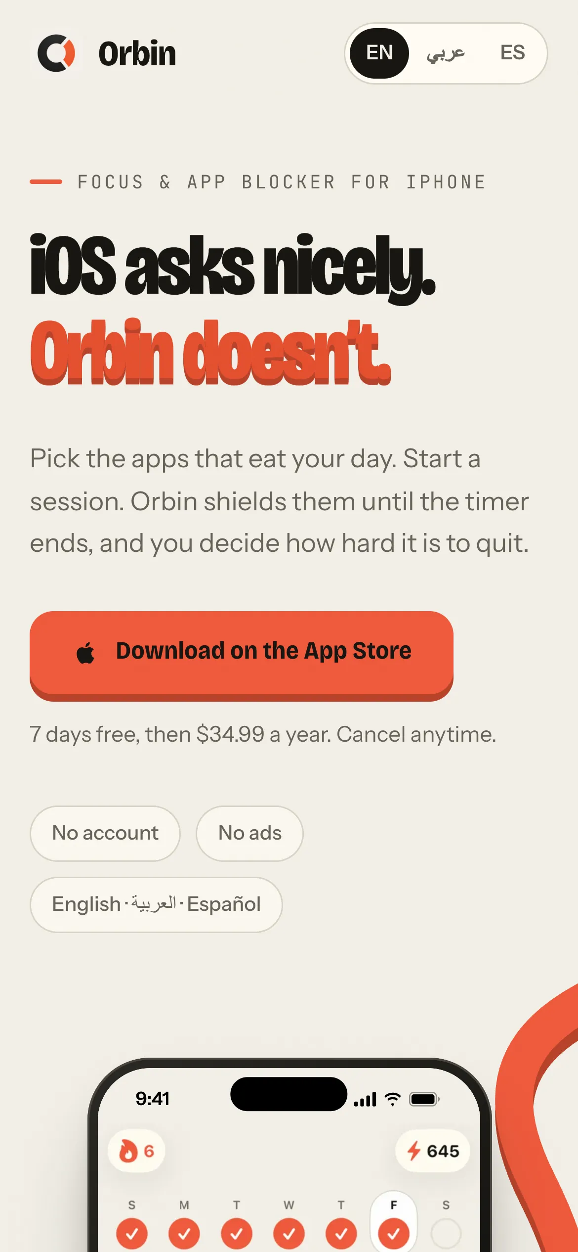 Orbin — mobile